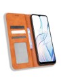 Калъф от еко кожа с ретро текстура тип портмоне за Realme C30 - кафяв