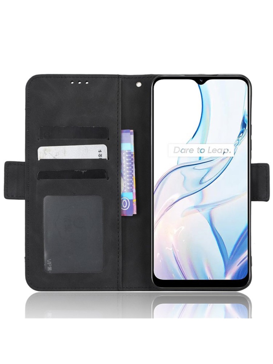 Калъф от еко кожа тип портмоне за Realme C30s - черен
