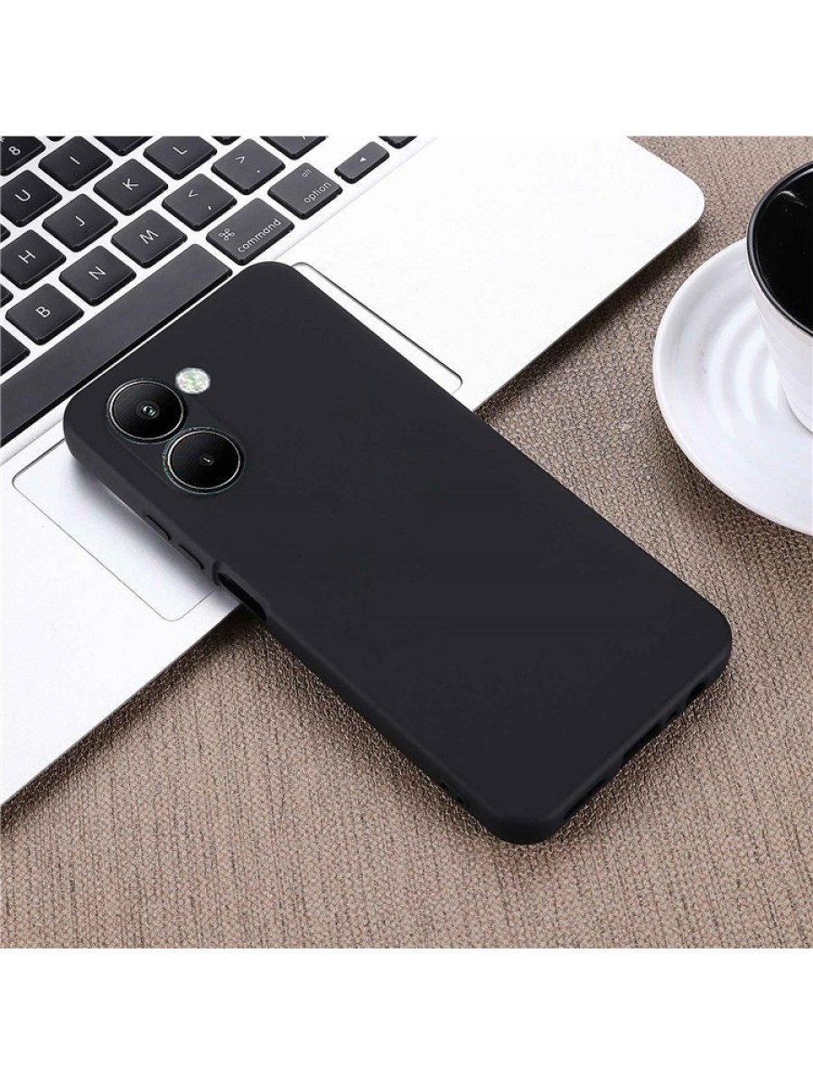 Предпазен устойчив на надраскване силиконов гръб с каишка за Realme C33 - черен