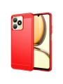 Мек предпазен гръб с текстура на карбонови влакна за Realme C51 - червен