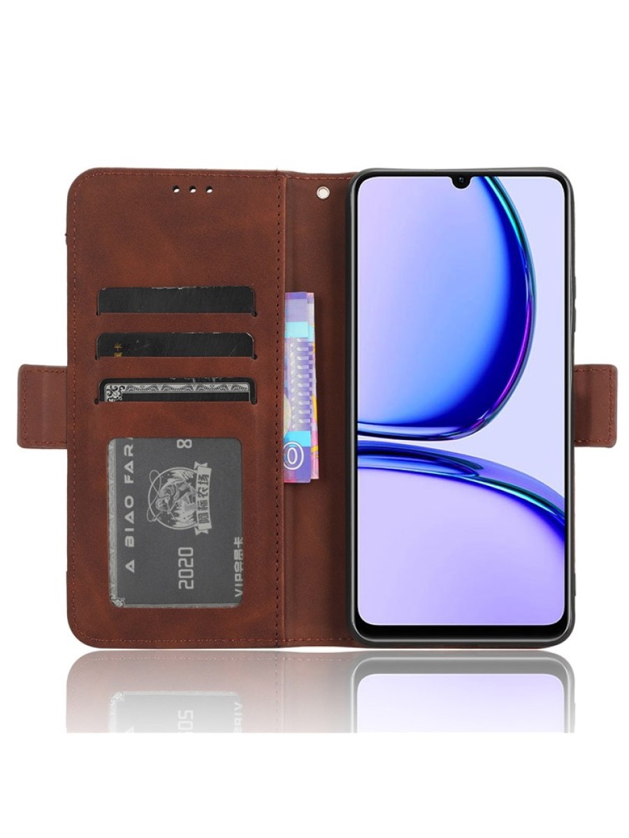 Калъф от еко кожа тип портмоне за Realme C53 - кафяв