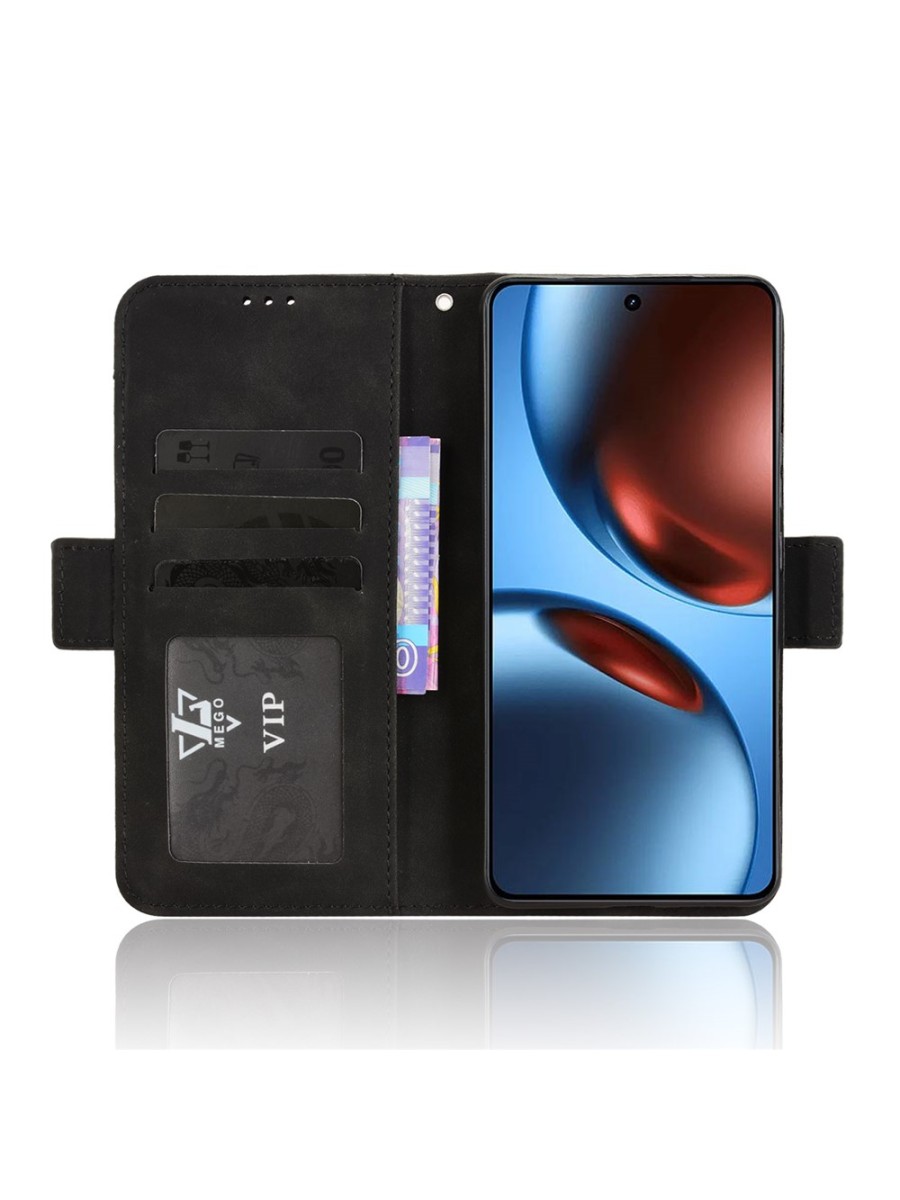 Калъф от еко кожа тип портмоне за Realme GT 7 - черен