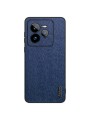 Удароустойчив гръб от еко кожа  с дървесна текстура за Realme GT 7 Pro - син
