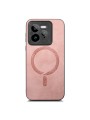 Предпазен гръб от еко кожа, съвместим с MagSafe за Realme GT 7 Pro - розов