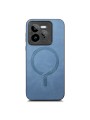 Предпазен гръб от еко кожа, съвместим с MagSafe за Realme GT 7 Pro - син