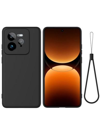 Предпазен удароустойчив силиконов гръб с каишка за Realme GT 7 Pro - черен Предпазен удароустойчив силиконов гръб с каишка за Realme GT 7 Pro - черен