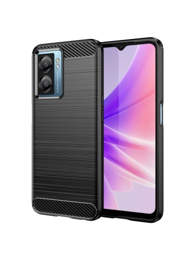 Мек удароустойчив гръб с текстура на карбонови влакна за Realme Narzo 50 5G - черен