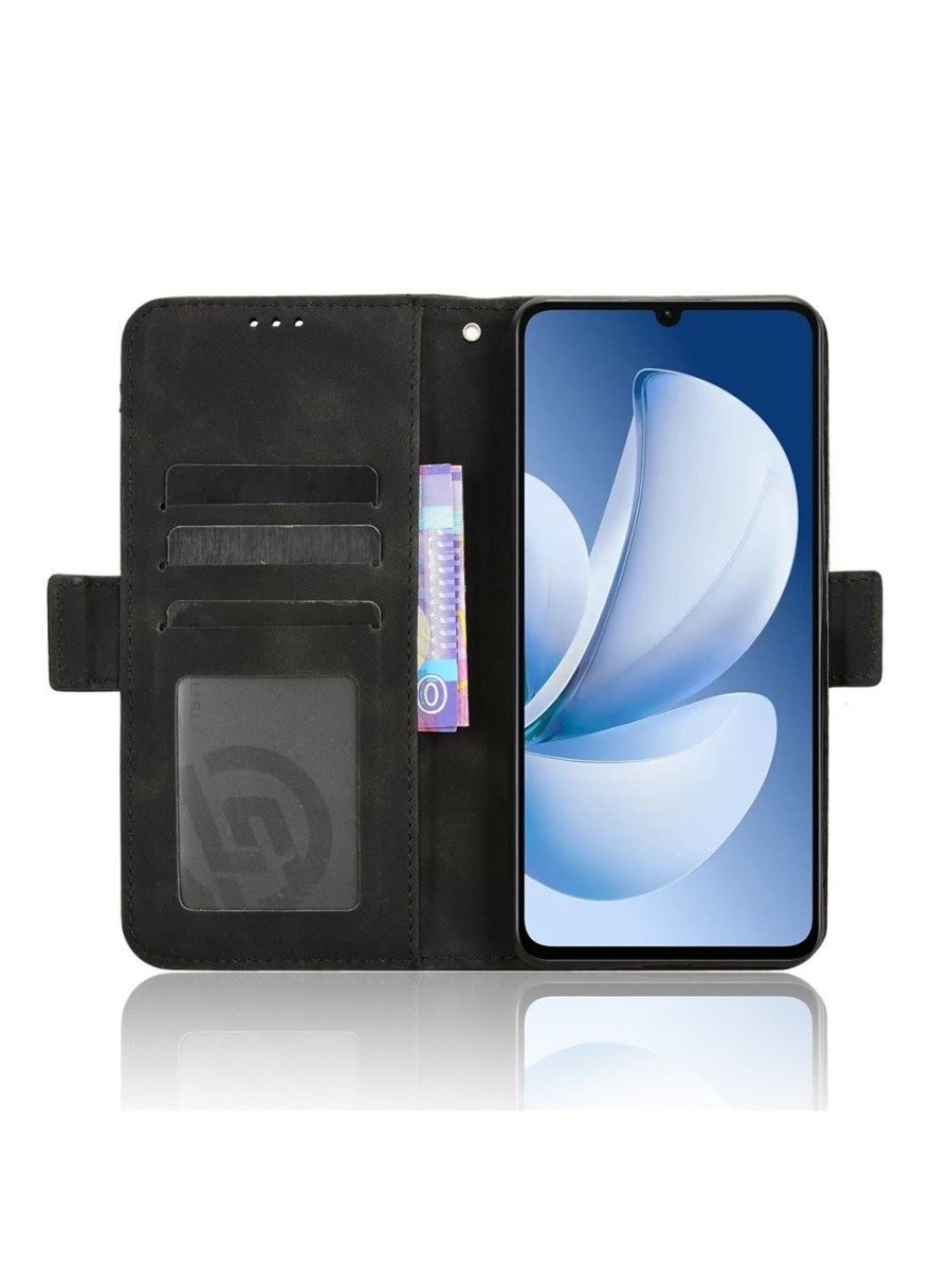Калъф от еко кожа тип портмоне за Realme Narzo 80 Lite - черен
