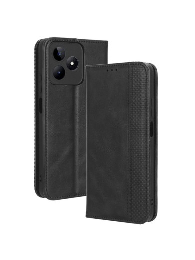 Калъф от еко кожа с мозаечни елементи тип портмоне за Realme Narzo N53 - черен Калъф от еко кожа с мозаечни елементи тип портмоне за Realme Narzo N53 - черен