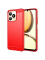 Мек удароустойчив гръб с текстура на карбонови влакна за Realme Note 50 - червен