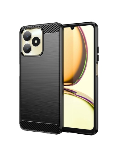 Мек удароустойчив гръб с текстура на карбонови влакна за Realme Note 50 - черен Мек удароустойчив гръб с текстура на карбонови влакна за Realme Note 50 - черен