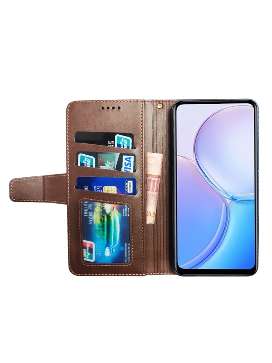 Калъф от еко кожа тип портмоне за Realme Note 50 - кафяв