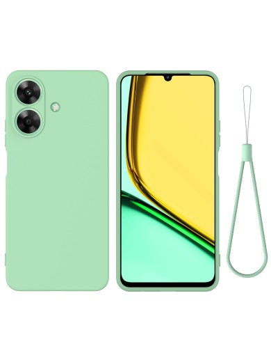 Предпазен удароустойчив силиконов гръб с каишка за Realme Note 60 - зелен