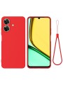 Предпазен удароустойчив силиконов гръб с каишка за Realme Note 60 - червен
