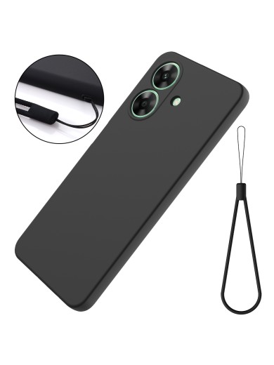 Предпазен удароустойчив силиконов гръб с каишка за Realme Note 60 - черен