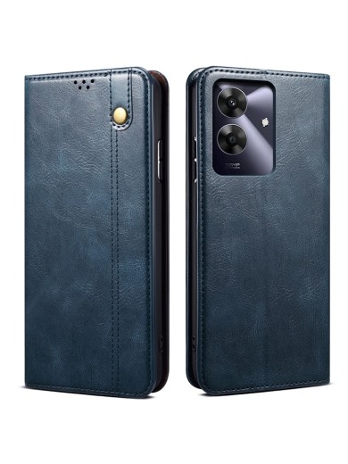 Калъф от еко кожа тип портмоне за Realme Note 60 - син