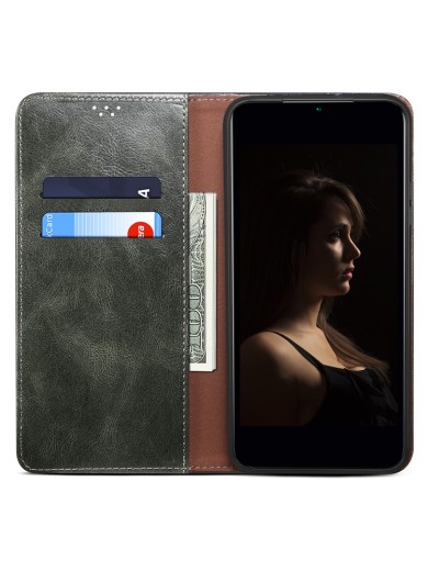 Калъф от еко кожа тип портмоне за Realme Note 60 - зелен