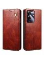 Калъф от еко кожа тип портмоне за Realme Note 60x - кафяв