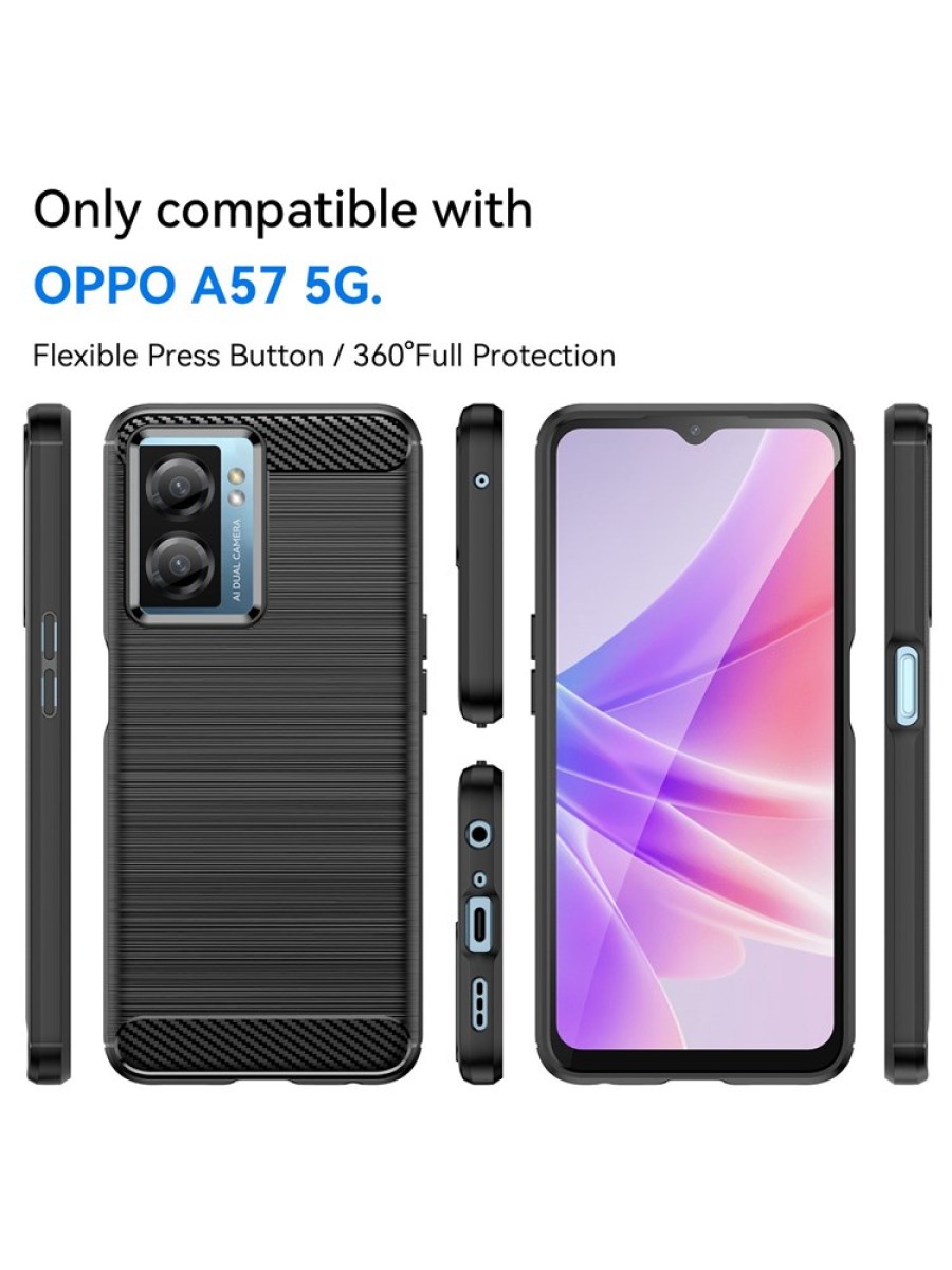 Мек удароустойчив гръб с текстура на карбонови влакна за Realme V23 - черен