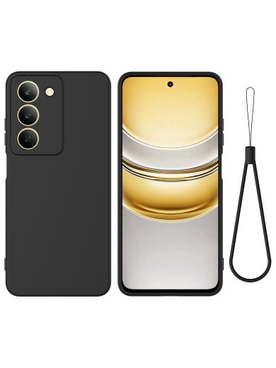 Предпазен удароустойчив силиконов гръб с каишка за Realme V60 Pro - черен Предпазен удароустойчив силиконов гръб с каишка за Realme V60 Pro - черен