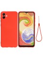 Предпазен удароустойчив силиконов гръб с каишка за Samsung Galaxy A04e - червен