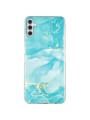 Предпазен удароустойчив гръб с мраморни шарки за Samsung Galaxy A04s - зелен и син