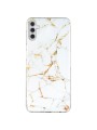 Предпазен удароустойчив гръб с мраморни шарки за Samsung Galaxy A04s - бял и жълт