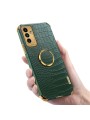 Предпазен гръб с галванично покритие и кроколски шарки за Samsung Galaxy A04s - зелен