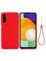Предпазен удароустойчив силиконов гръб с каишка за Samsung Galaxy A04s - червен