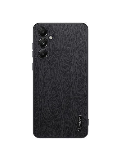 Удароустойчив гръб от еко кожа  с дървесна текстура за Samsung Galaxy A05s - черен