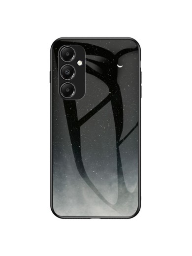 Предпазен гръб от закалено стъкло с шарки на звездно небе за Samsung Galaxy A05s - черен