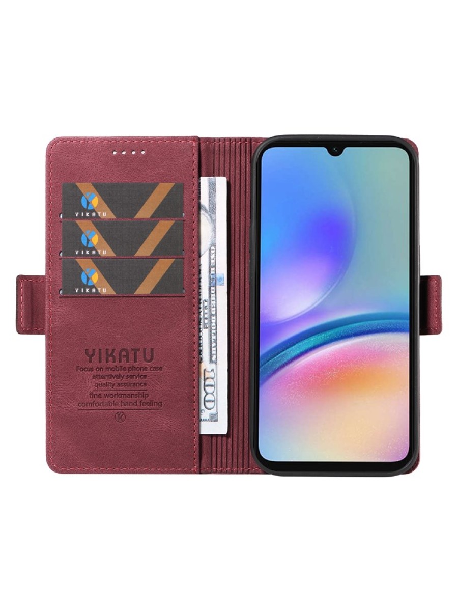 Калъф от еко кожа тип портмоне за Samsung Galaxy A05s - червен