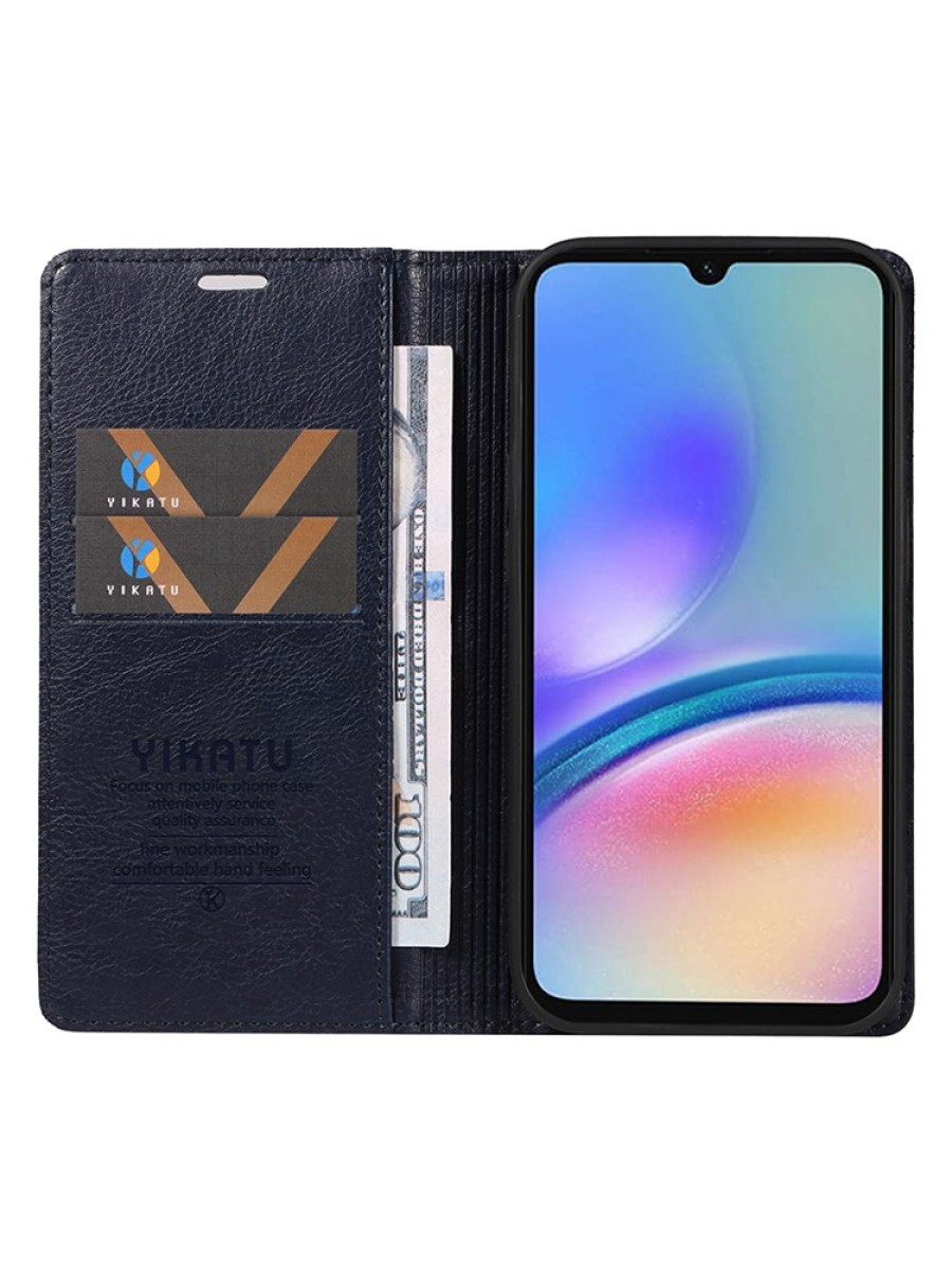 Калъф от еко кожа тип портмоне за Samsung Galaxy A05s - син