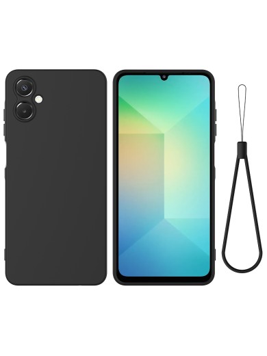 Предпазен удароустойчив силиконов гръб с каишка за Samsung Galaxy A06 5G - черен Предпазен удароустойчив силиконов гръб с каишка за Samsung Galaxy A06 5G - черен