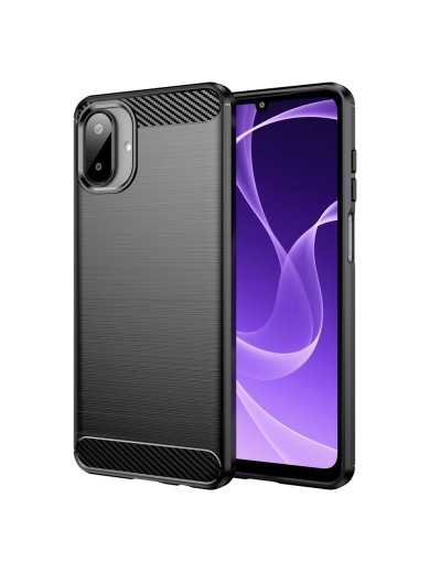 Мек удароустойчив гръб с текстура на карбонови влакна за Samsung Galaxy A07 4G - черен