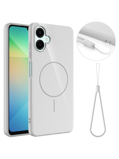 Предпазен гръб с каишка съвместим с MagSafe за Samsung Galaxy A07 4G - бял