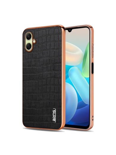 Предпазен гръб от еко кожа с крокодилски шарки за Samsung Galaxy A07 4G - черен