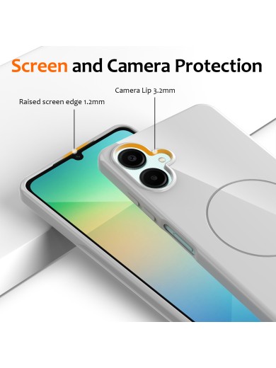 Предпазен гръб с каишка съвместим с MagSafe за Samsung Galaxy A07 4G - бял