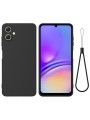 Предпазен устойчив на надраскване силиконов гръб с каишка за Samsung Galaxy A07 - черен