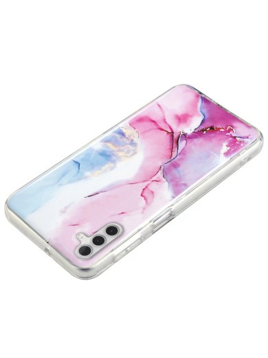 Предпазен удароустойчив гръб с мраморни шарки за Samsung Galaxy A13 - розов и син