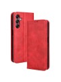 Калъф от еко кожа с ретро текстура тип портмоне за Samsung Galaxy A15 5G - червен