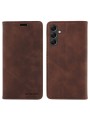 Калъф от еко кожа тип портмоне с RFID  блокираща технология за Samsung Galaxy A15 5G - кафяв