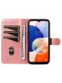 Калъф от еко кожа тип портмоне с отпечатани линии за Samsung Galaxy A15 5G - розов
