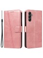 Калъф от еко кожа тип портмоне с отпечатани линии за Samsung Galaxy A15 - розов