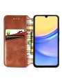 Калъф от еко кожа тип портмоне за Samsung Galaxy A15 - кафяв