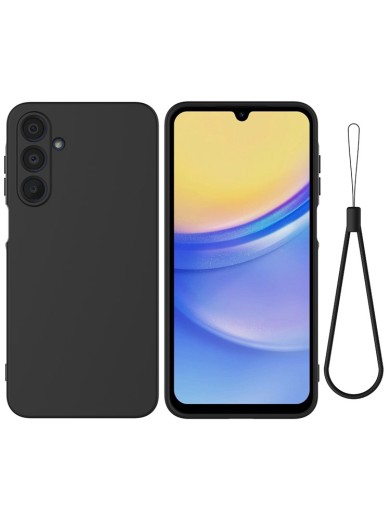 Предпазен удароустойчив силиконов гръб с каишка за Samsung Galaxy A16 5G - черен Предпазен удароустойчив силиконов гръб с каишка за Samsung Galaxy A16 5G - черен