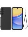 Предпазен удароустойчив силиконов гръб с каишка за Samsung Galaxy A16 5G - черен