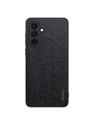 Удароустойчив гръб от еко кожа с дървесна текстура за Samsung Galaxy A16 - черен Удароустойчив гръб от еко кожа с дървесна текстура за Samsung Galaxy A16 - черен