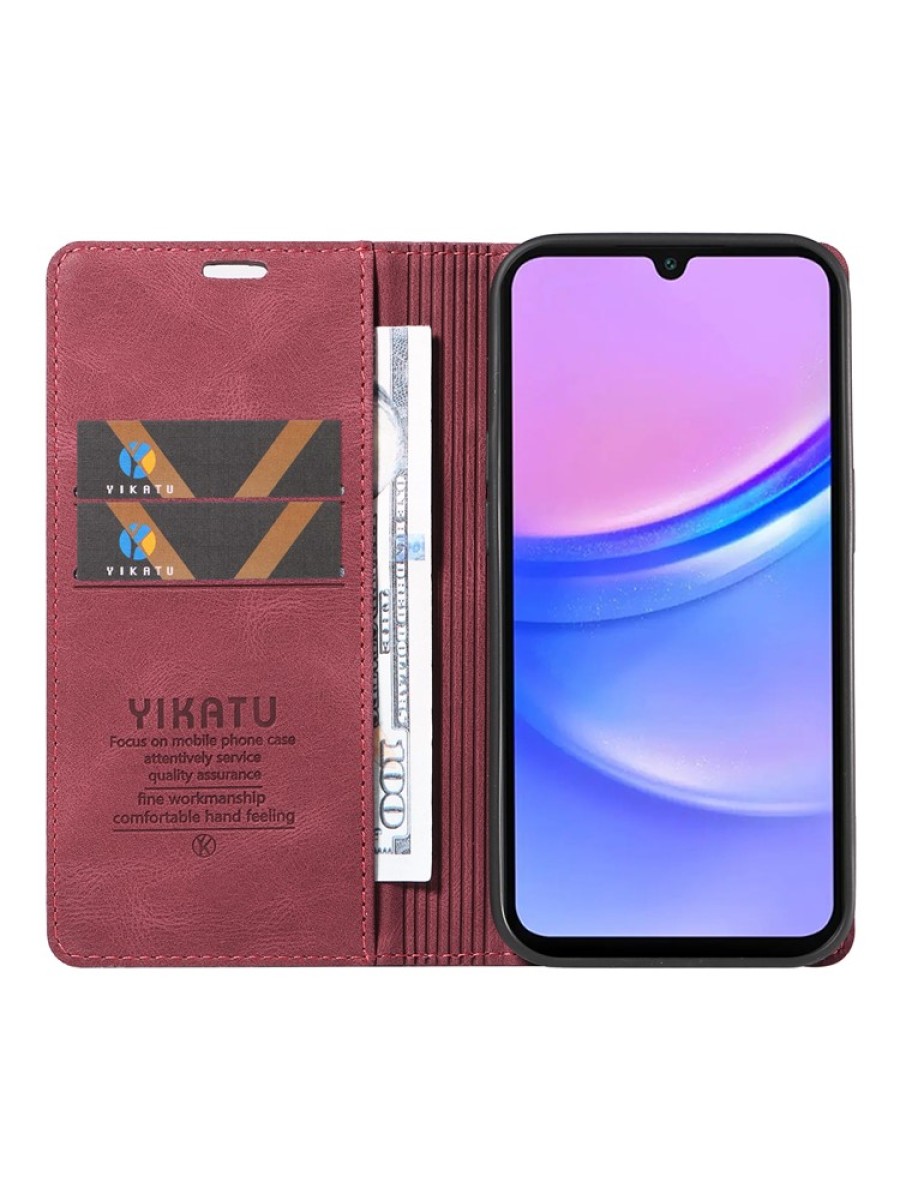 Калъф от еко кожа тип портмоне за Samsung Galaxy A16 - червен