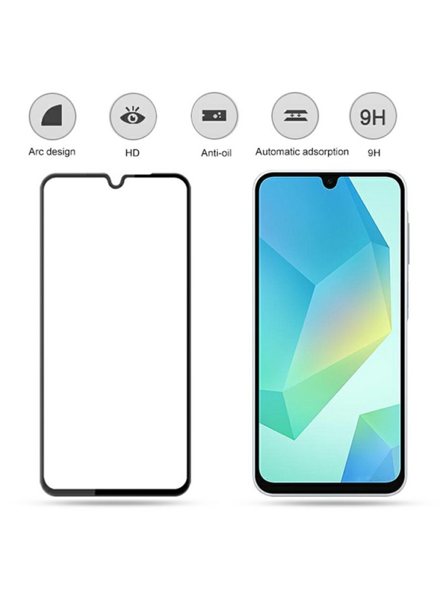 Протектор за екран от закалено стъкло за Samsung Galaxy A16 - черна рамка